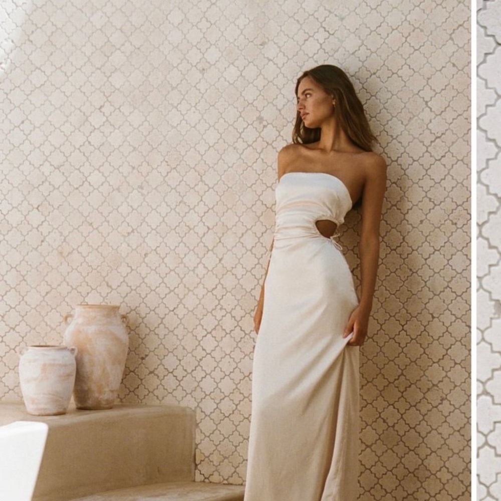 Sabo Skirt Cream Strapless Dress - Caleigh dress